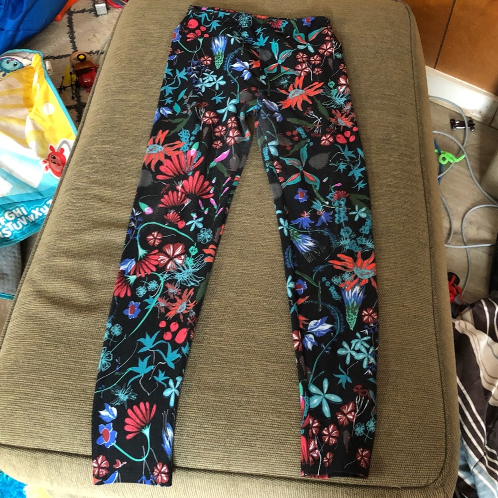 Nature Theme Flower Leaf Lularoe Leggings Pants OS One Size GUC